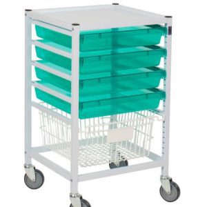 Gratnells Classic Trolley with 4 Trays and Basket