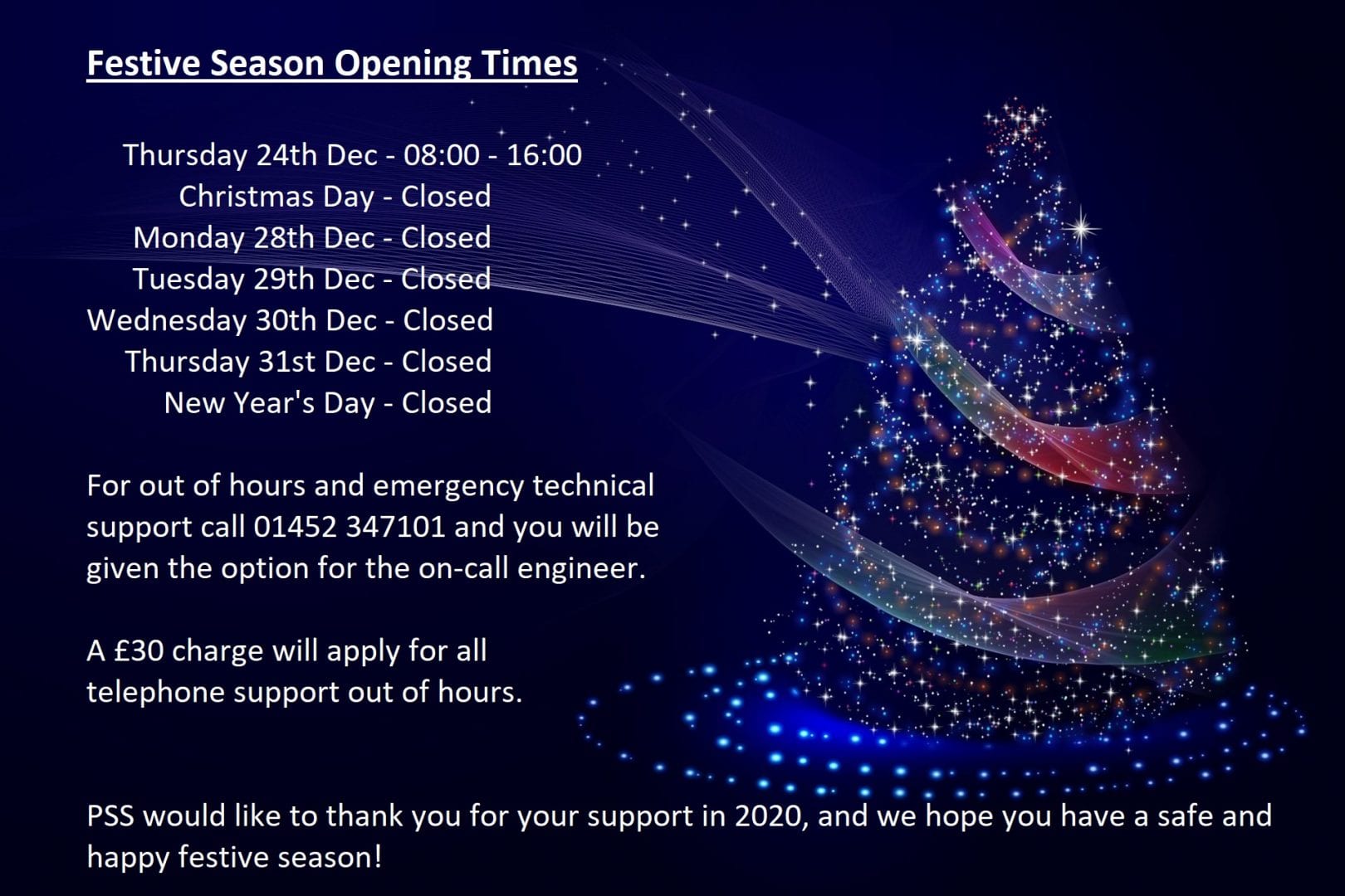 - Christmas 2020 Opening Hours