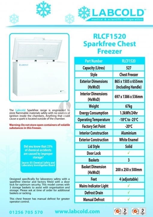 Labcold Sparkfree Chest Freezer - 527L - Image 2