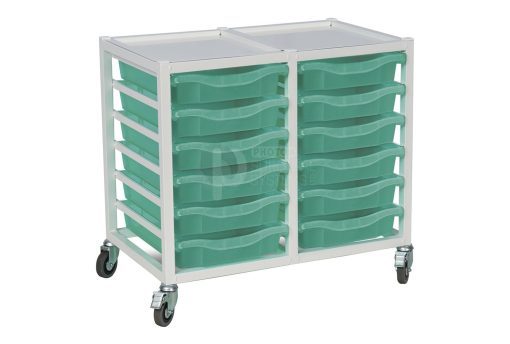 12 Shallow Tray Medical Storage Trolley - Image 2
