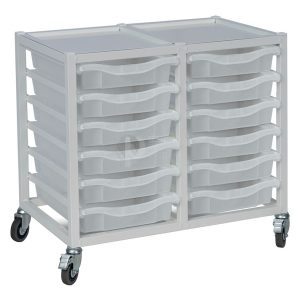 12 Shallow Tray Medical Storage Trolley