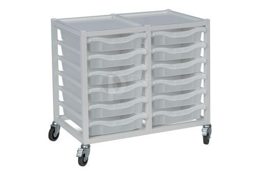 12 Shallow Tray Medical Storage Trolley