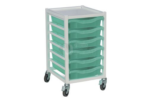 6 Shallow Tray Medical Storage Trolley - Image 2
