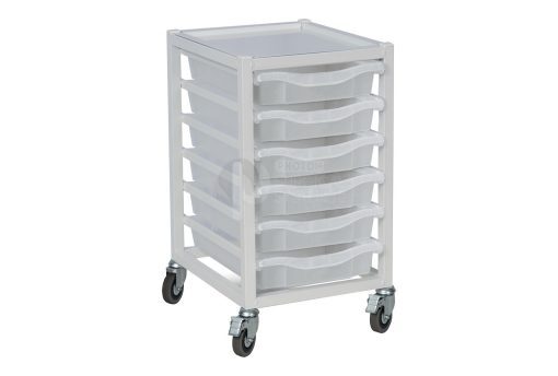 6 Shallow Tray Medical Storage Trolley
